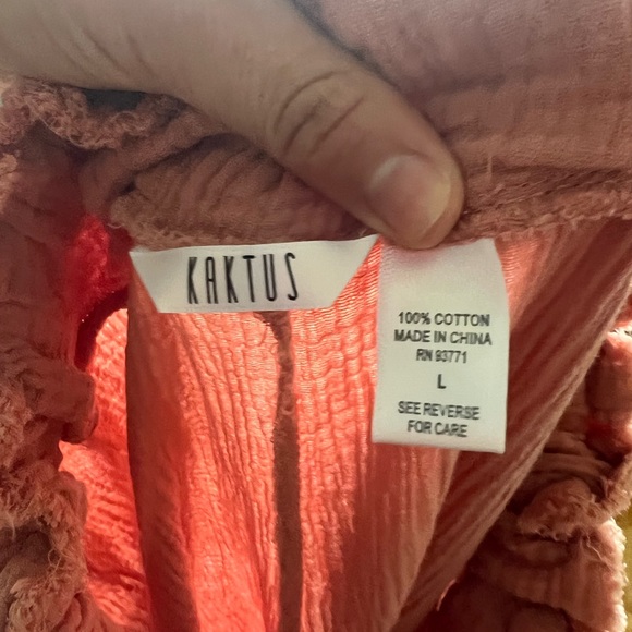 Peach Cotton Elasticated Flared Pant | Size Large - Picture 5 of 9